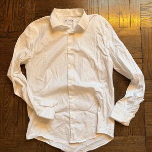 Zara Men's Crisp White Casual Button-Down Shirt